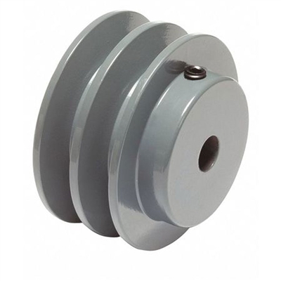 2AK-20 1/2" Bore Solid Sheave Pulley with 2" OD , Hex set screws 2 grooves  for V-belts size 4L, 3L  2AK  (OD 2"- ID 1/2")