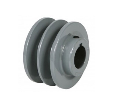 2AK22 3/4" Bore Solid Sheave Pulley with 2.2" OD , Hex set screws 2 grooves  for V-belts size 4L, 3L  2AK  (OD 2.2"- ID 3/4")